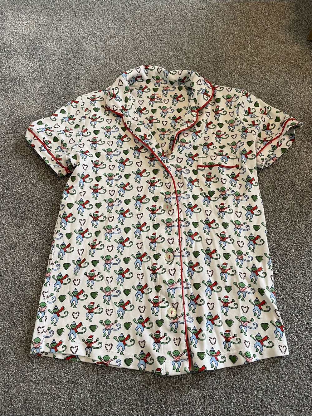 Roller Rabbit White Short Pajama Set with Red Trim and Multicolor Print - Picture 3 of 8